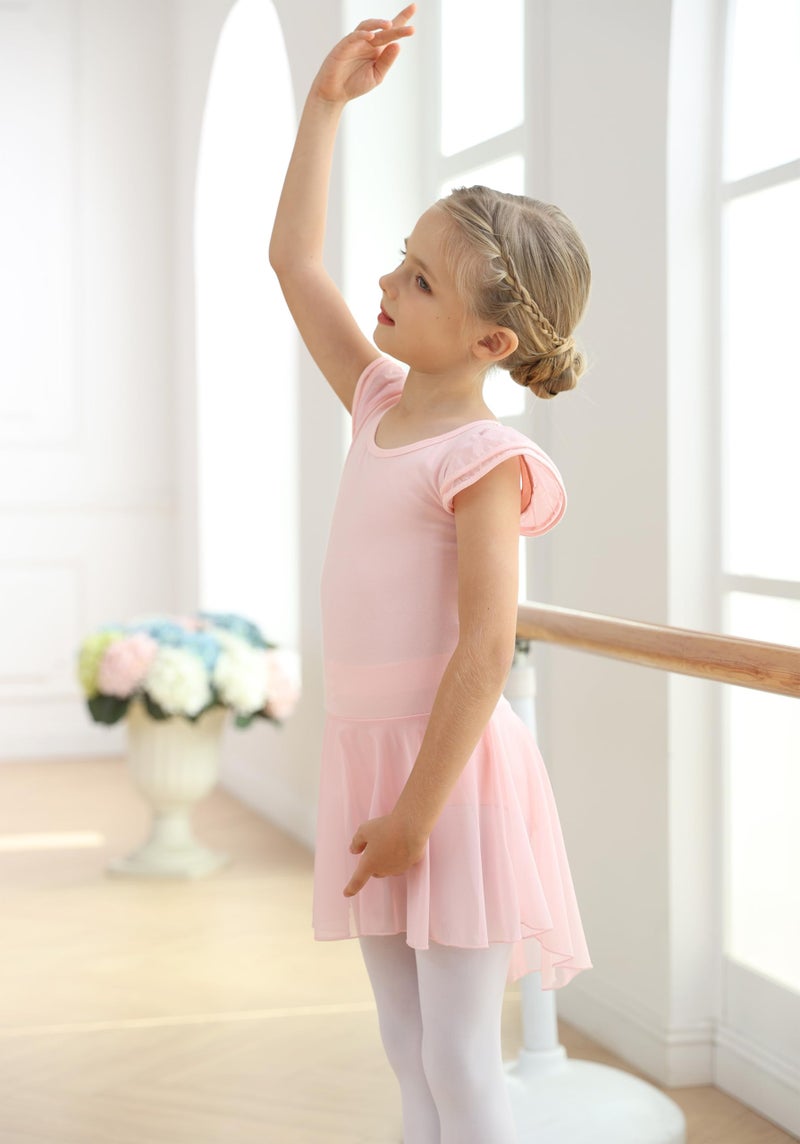 MdnMd Ballet Leotards Girls Dance Dresses Skirt Leotard for Ballerina Dress Outfits Kids Gymnastics (Age 6-8, Ballet Pink) - Image 5